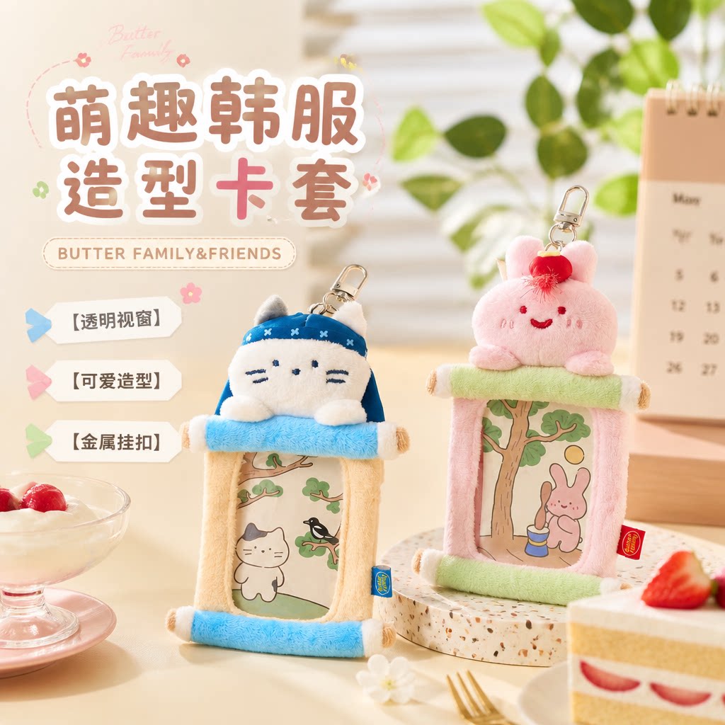 韩国butter毛绒可爱抽拉卡套小卡图片