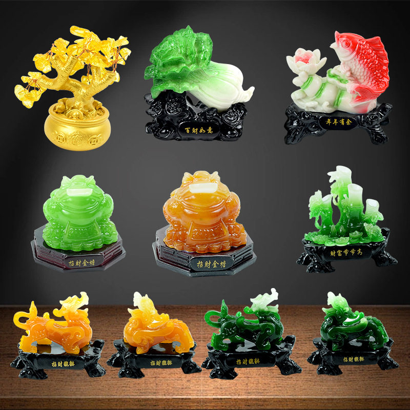 百财如意财富节节高白菜笔简年年有鱼摆件大客厅酒柜创意礼品小摆