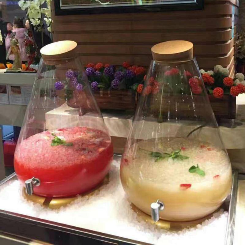 开关25升龙头桶自助果汁透明冷厂家大容量饮料罐带商用玻璃泡酒瓶