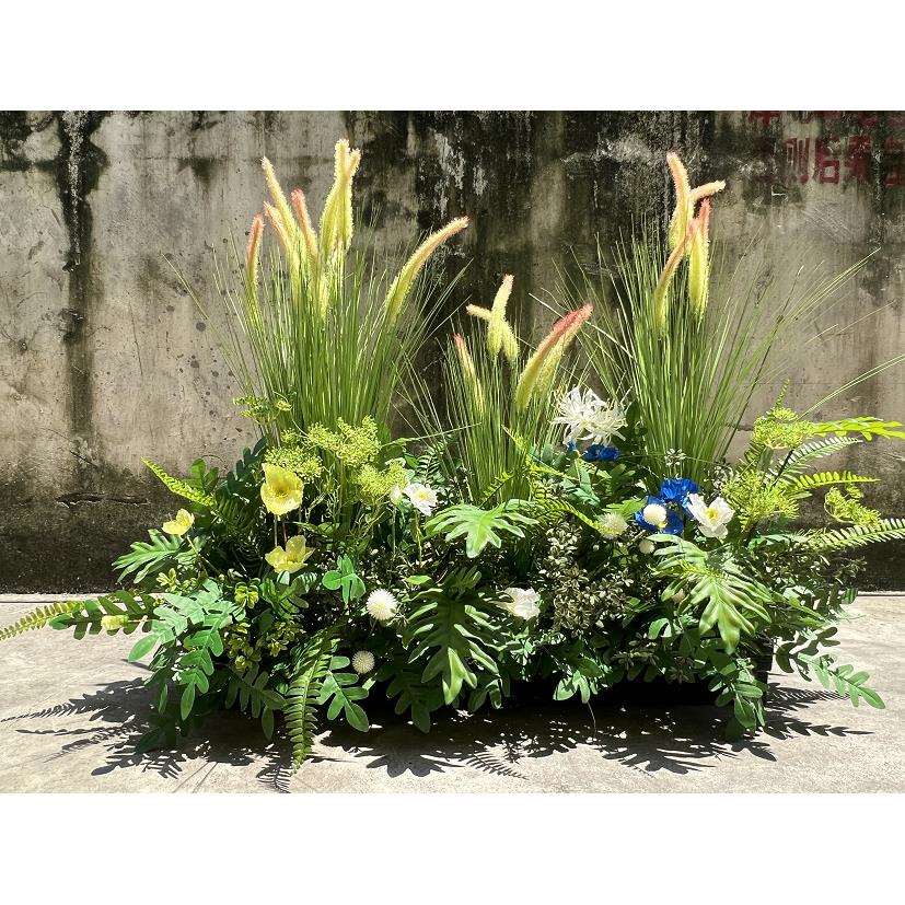 小型仿真绿植造景室内布置装饰假花丛婚庆路引酒店蝴蝶兰盆景景观