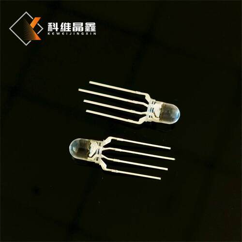 F5圆头全彩发光管 5mm四脚三色RGB异形灯珠 脚距2.54