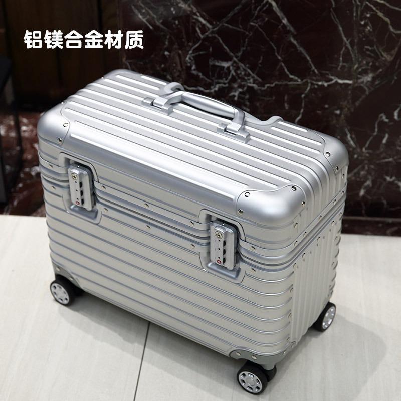 全铝镁合金摄影拉杆箱上翻盖18寸相机箱金属机长箱男登机行李箱女