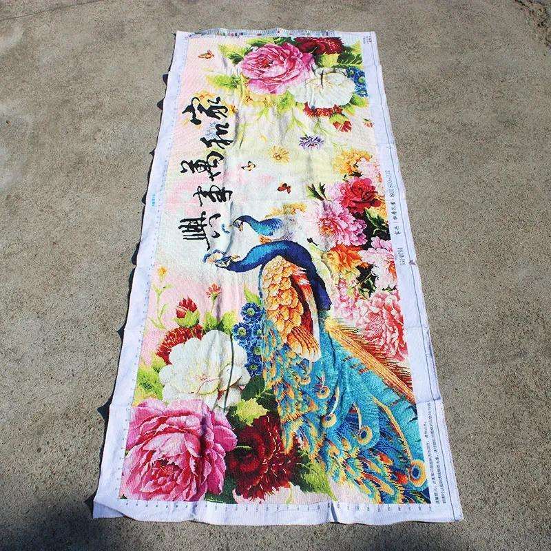 绣好的纯手工十字绣成品家和万事兴孔雀牡丹客厅刺绣画不带框