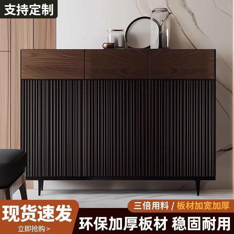 意式餐边柜台家用玄关柜新款高端复古储物柜靠墙一体边柜简约现代