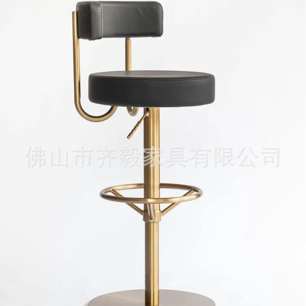 简约舒适升降吧台椅旋转酒吧椅家用高脚椅前台椅子轻奢不锈钢吧凳