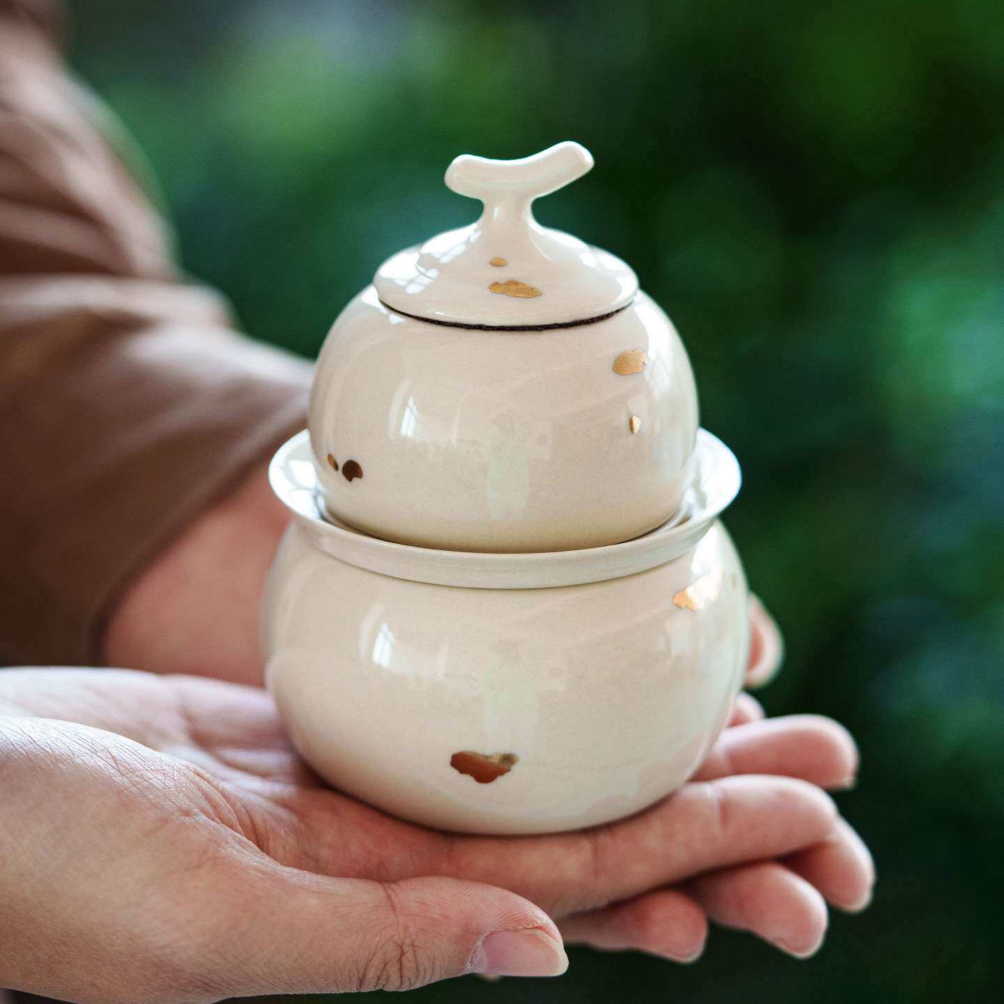 米黄草木灰洒金葫芦陶瓷快客杯便携式旅行茶具户外泡茶一人饮套装
