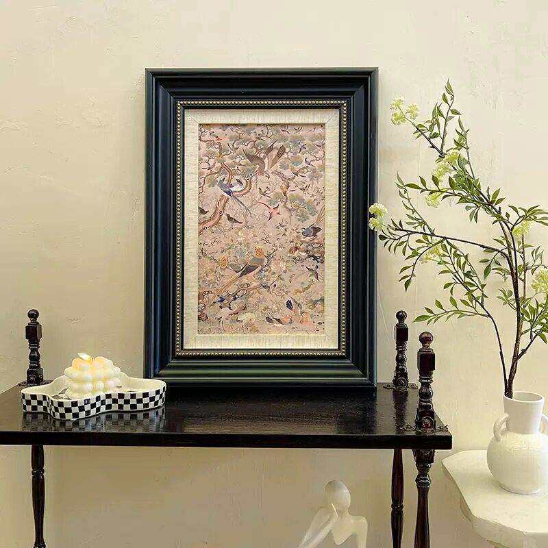 花鸟祥和图玄关法式中古风餐厅装饰画新中式客厅挂画复古艺术国画