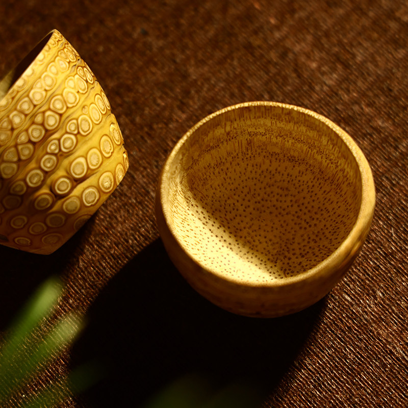 手工打磨老竹根雕小茶杯酒杯雕刻竹制公道杯收藏主人茶道配件加厚