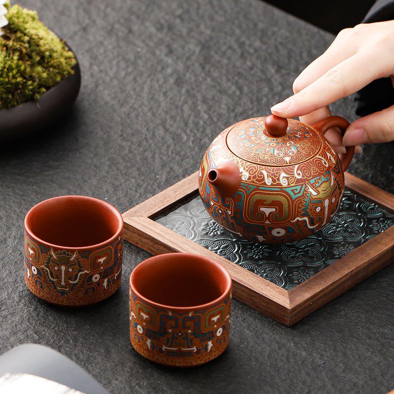 紫砂壶西施壶中式国潮风单壶陶瓷凤鸣泡茶壶家用茶具泡茶器礼盒装