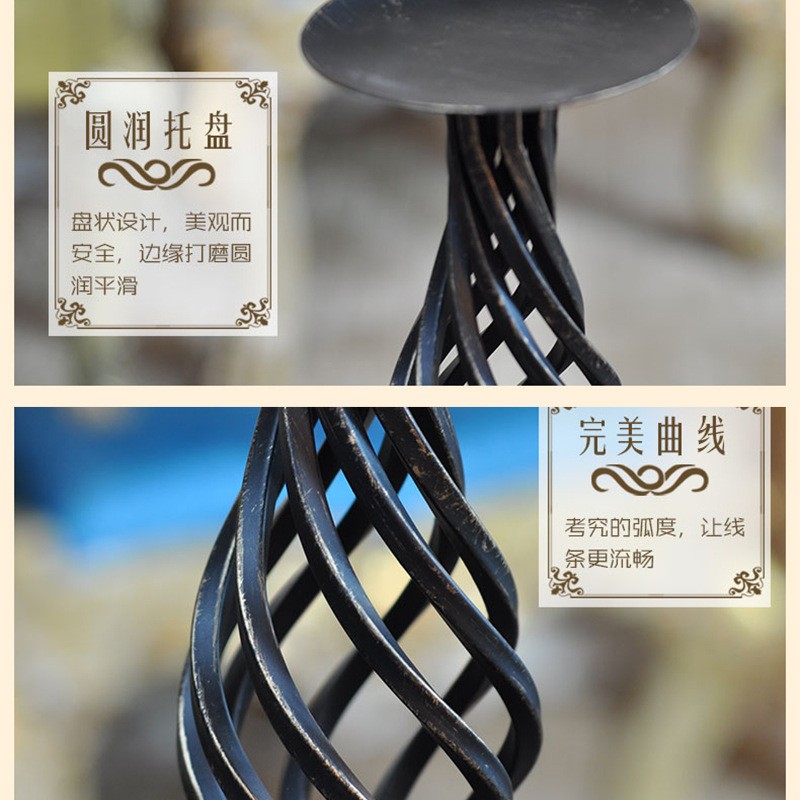 复古烛台美式金属镂空蜡烛台婚庆烛光晚餐道具软装家居摆件蜡烛台