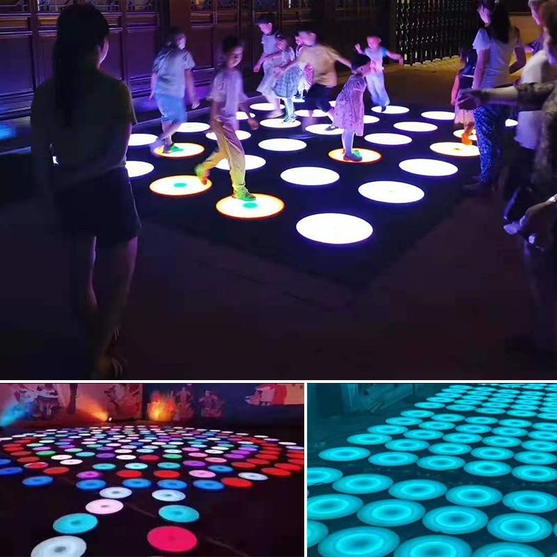 LED深渊互动感应地砖灯钢琴键发光墙圆方镜面音乐地板灯音乐互动