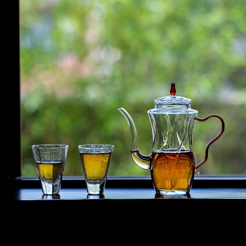 日式高硼硅耐热玻璃茶壶小号绿茶花茶壶仿宋执壶公道杯泡茶带滤网