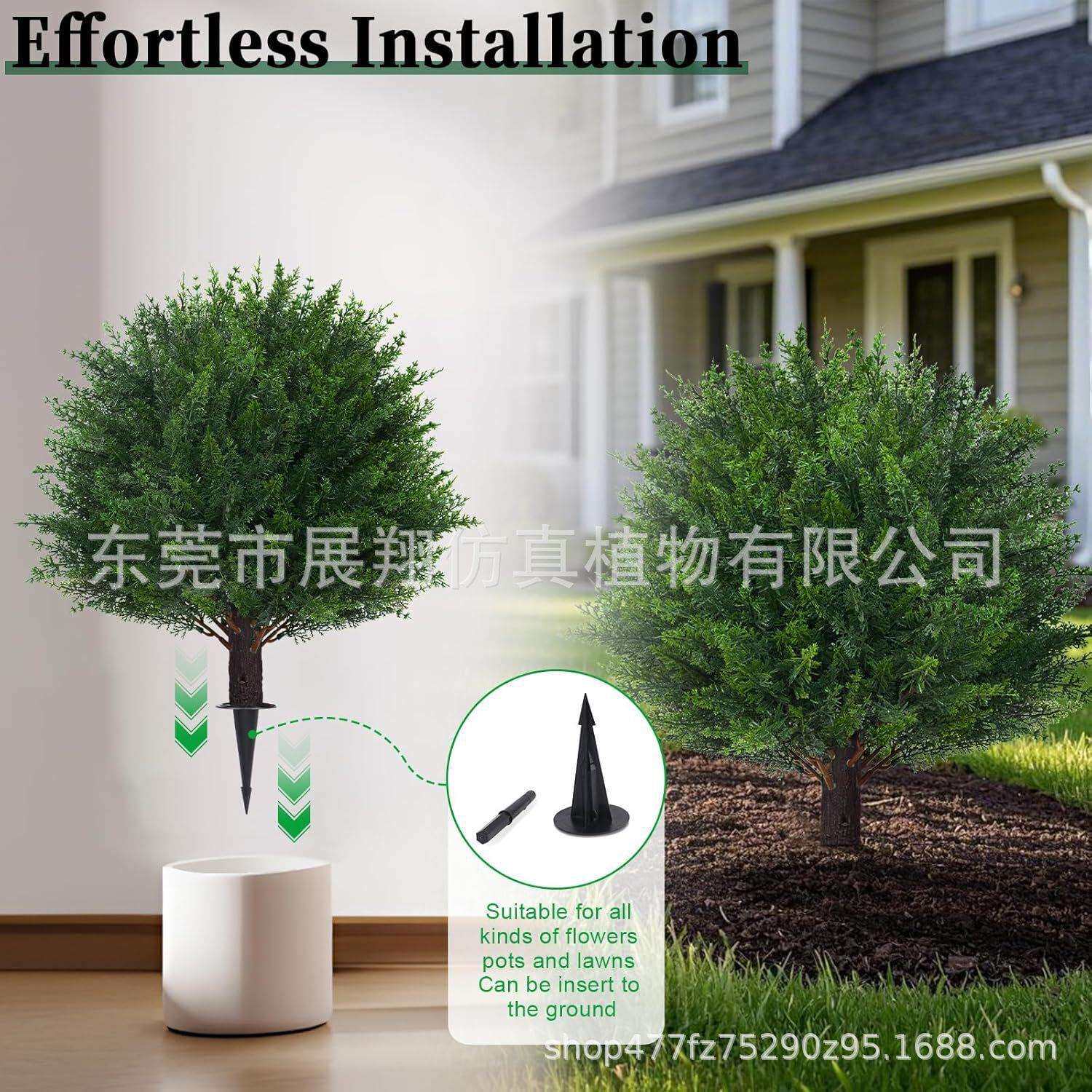 亚马逊爆款直销仿真柏树植物可拆装地插小柏树绿植工艺室外装饰品