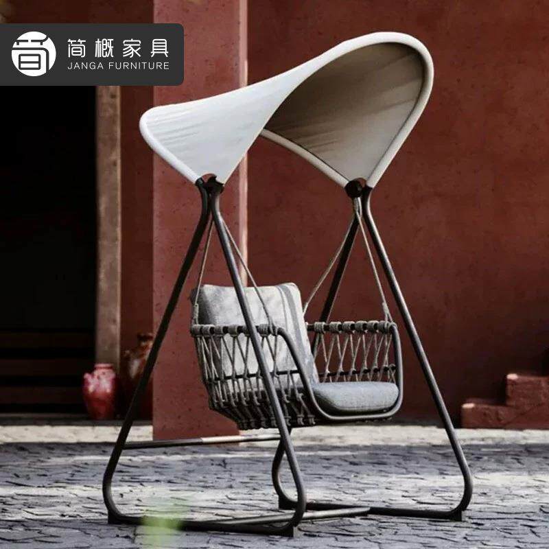 户外别墅秋千庭院摇椅花园藤编吊篮椅露天阳台带棚摇椅民宿秋千椅