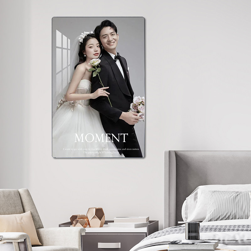 定制婚纱照相框床头结婚照放大挂墙全家福无框水晶照片打印加框