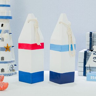 地中海木质蓝白浮子挂件墙壁饰个性酒吧会所咖啡馆拍摄道具装饰品