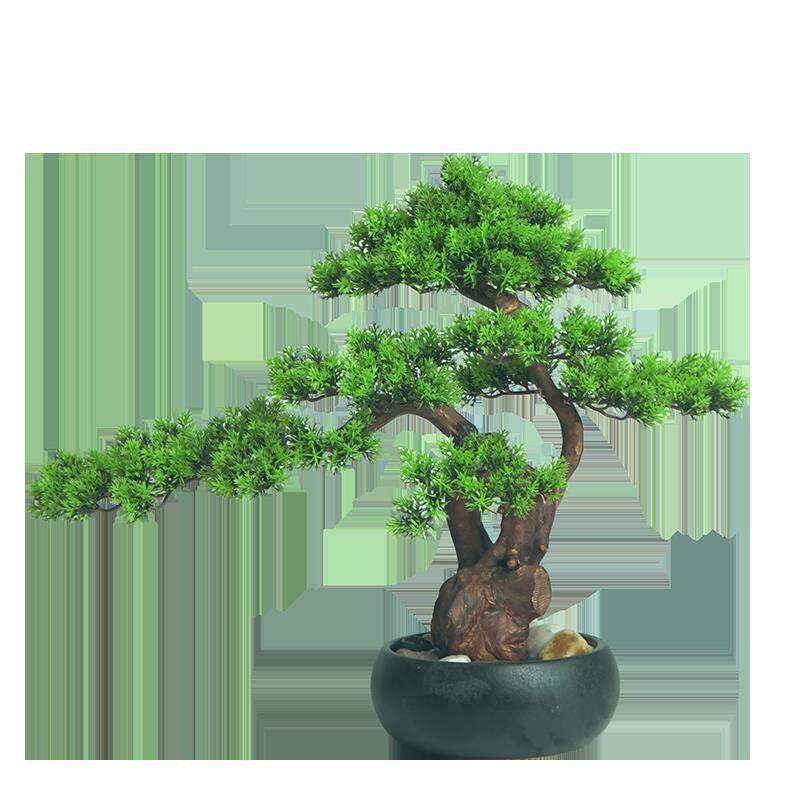 仿真盆景假松树迎客松小摆件酒店办公室绿植茶桌客厅玄关软装饰品