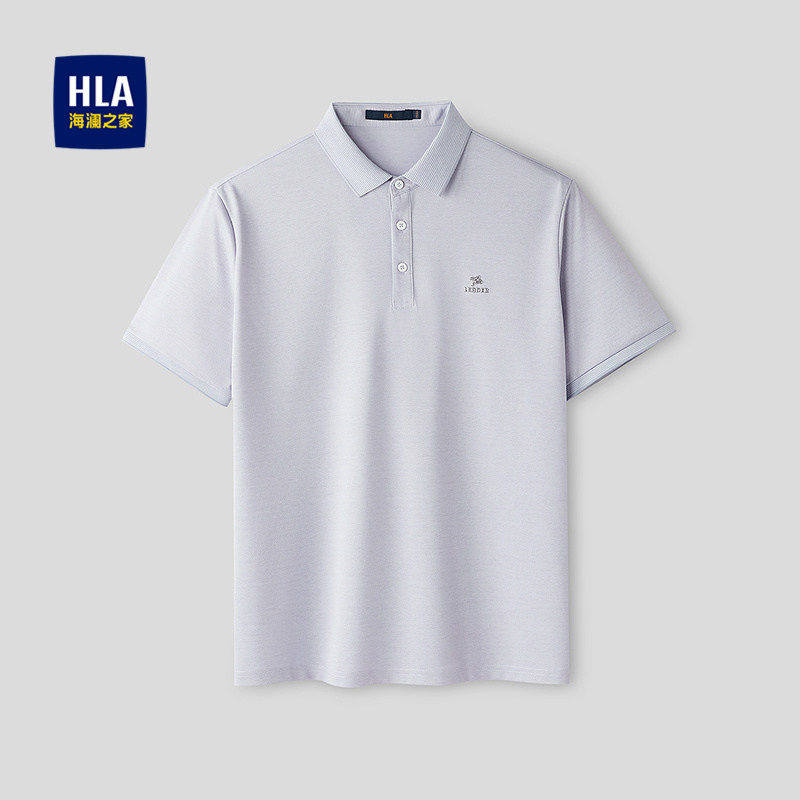 HLA/海澜之家商务气质丝光棉短袖polo衫26春夏新款翻领沉稳短袖男
