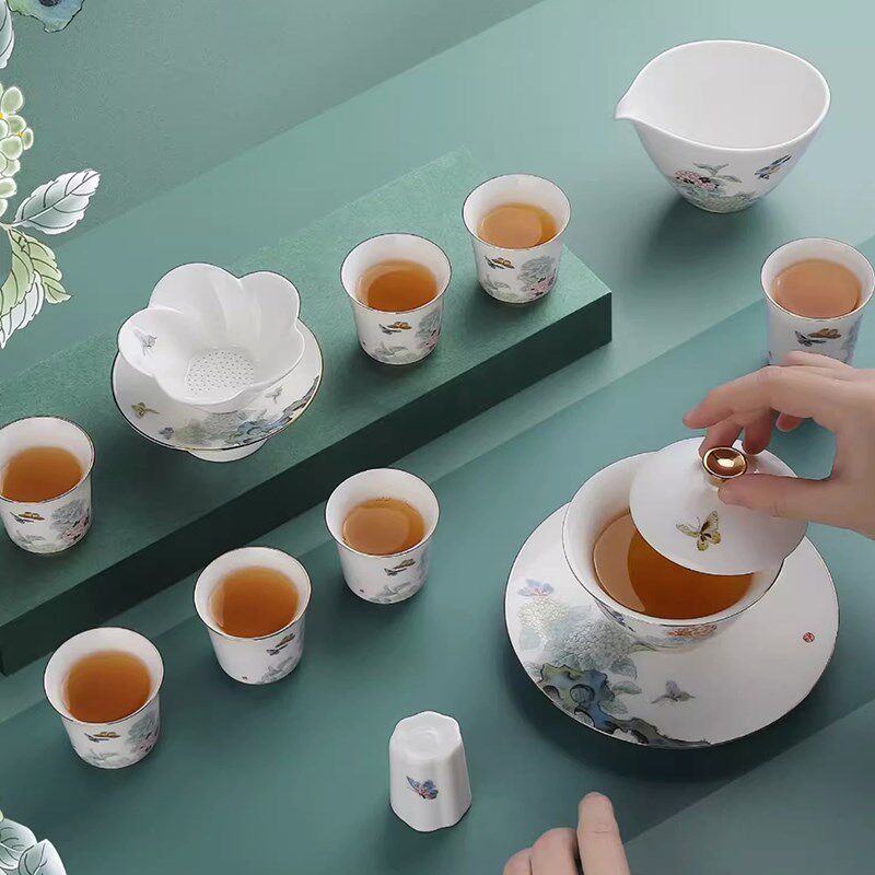 恒越团园喜乐茶具套装陶瓷家用中式高档功夫茶具套装礼品定制LOGO