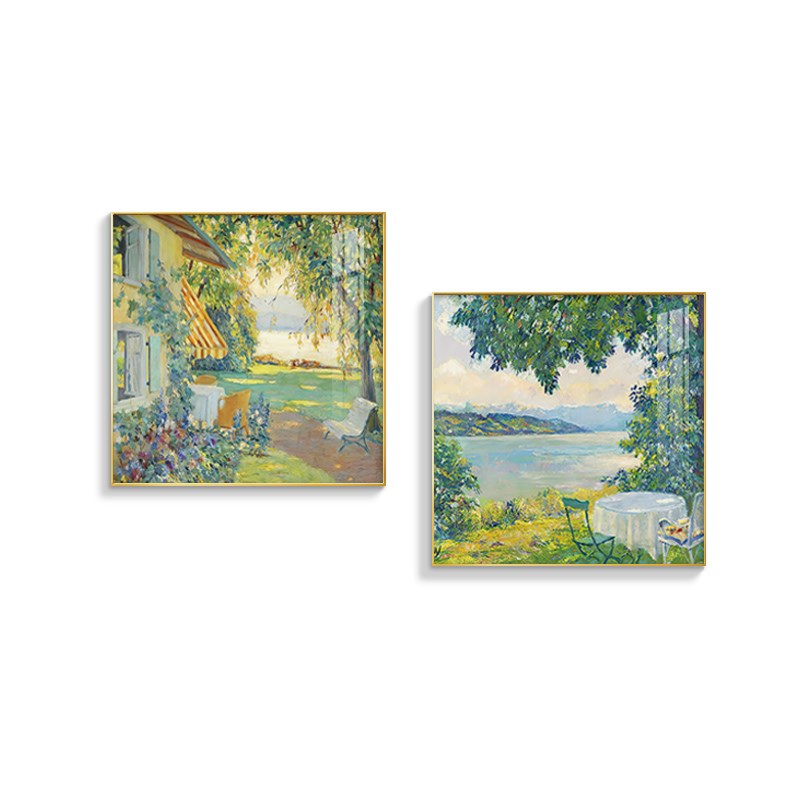 世界名画餐厅装饰画莫奈梵高客厅挂画组合手绘油画风景壁画高级感