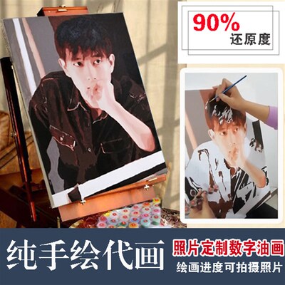 照片diy数字油画代画成品油彩画定制人物装饰画手绘填色自绘减压