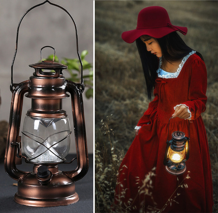 外景摄影道具古装拍照发光LED煤油灯婚纱写真夜景拍摄复古马灯