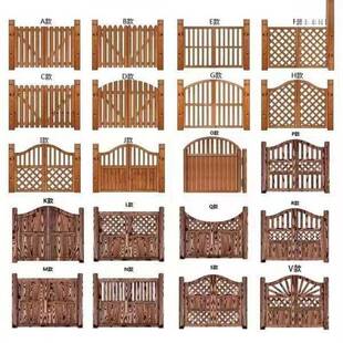 户外防腐木门实木门碳化围栏门仿古木门庭院户外拱门腰门花园