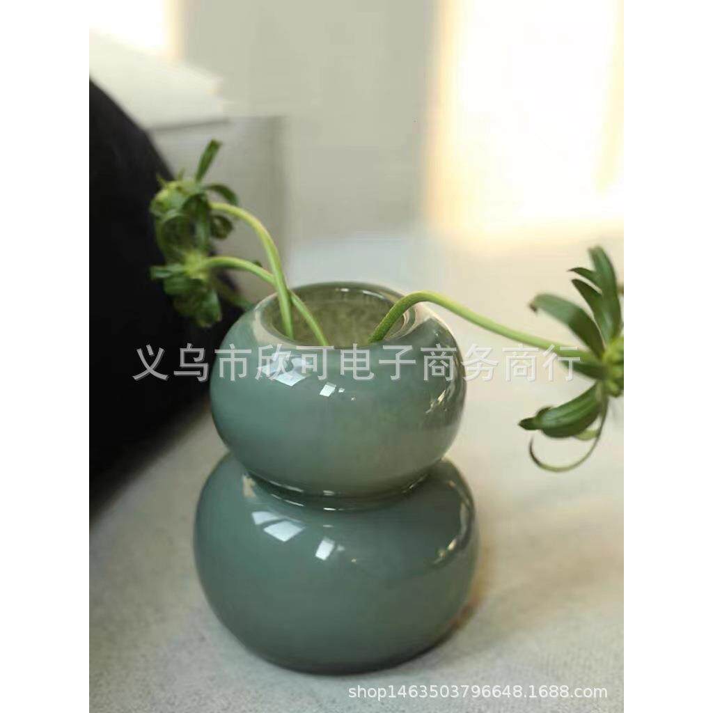 手工北欧莫兰迪色玻璃小花瓶家居饰品摆件客厅桌面水培mini花器