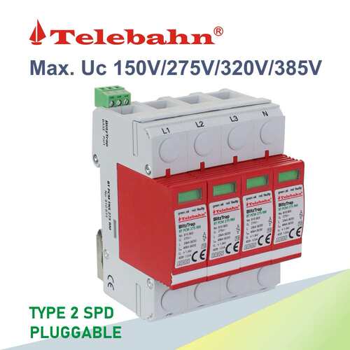 Telebahn厂家直销交流40kA4P三相二级浪涌保护器防雷器用于TN-S