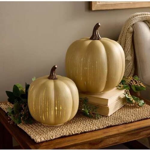 Starry Night Glass Pumpkin Orange万圣节发光南瓜树脂工艺装饰