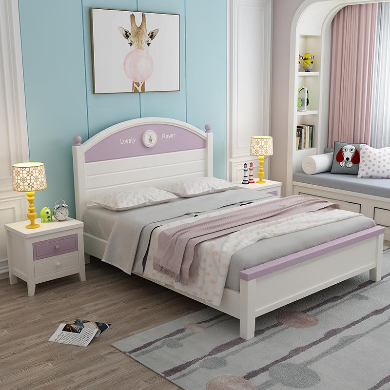 儿童实木床厂家直销1.2米1.35米1.5米田园风男孩女孩实木家具套装