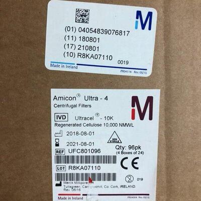 Millipore密理博0.5ml超滤离心管UFC500396纤维素膜离心浓缩器