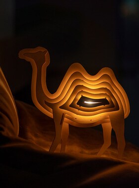 遇见大陆动物木质猫咪装饰小夜灯家用拼装氛围灯家V居创意摆件礼
