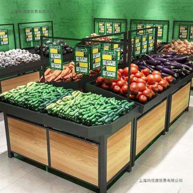 生鲜店水果货架展示架蔬菜架货架商用单双层摆摊架超市中岛堆头架