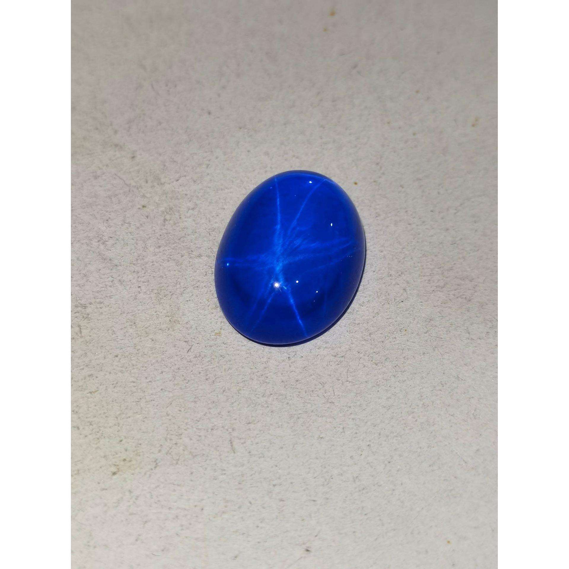 华港宝石 蛋形平底素面星光蓝宝石 合成蓝宝石弧形星光六射星线