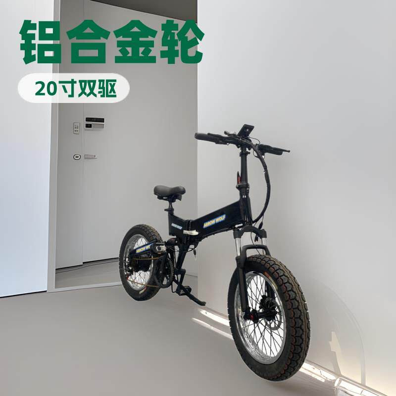 折叠电动自行车20寸双驱直销铝合金电动代步锂电轻便双驱动力
