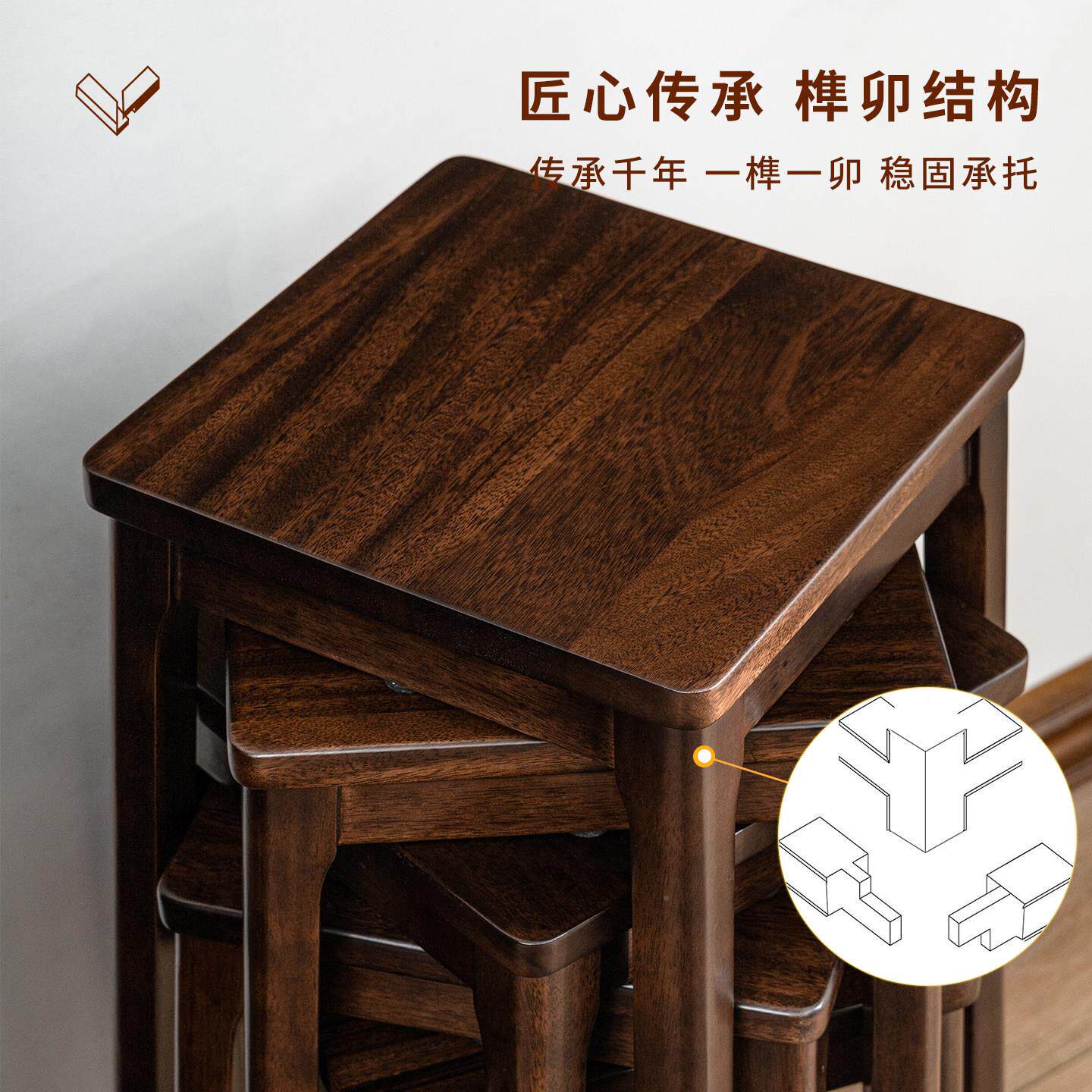 乌木实金木凳子可叠放方家用结实用2026新凳LWF001款耐客厅餐桌板