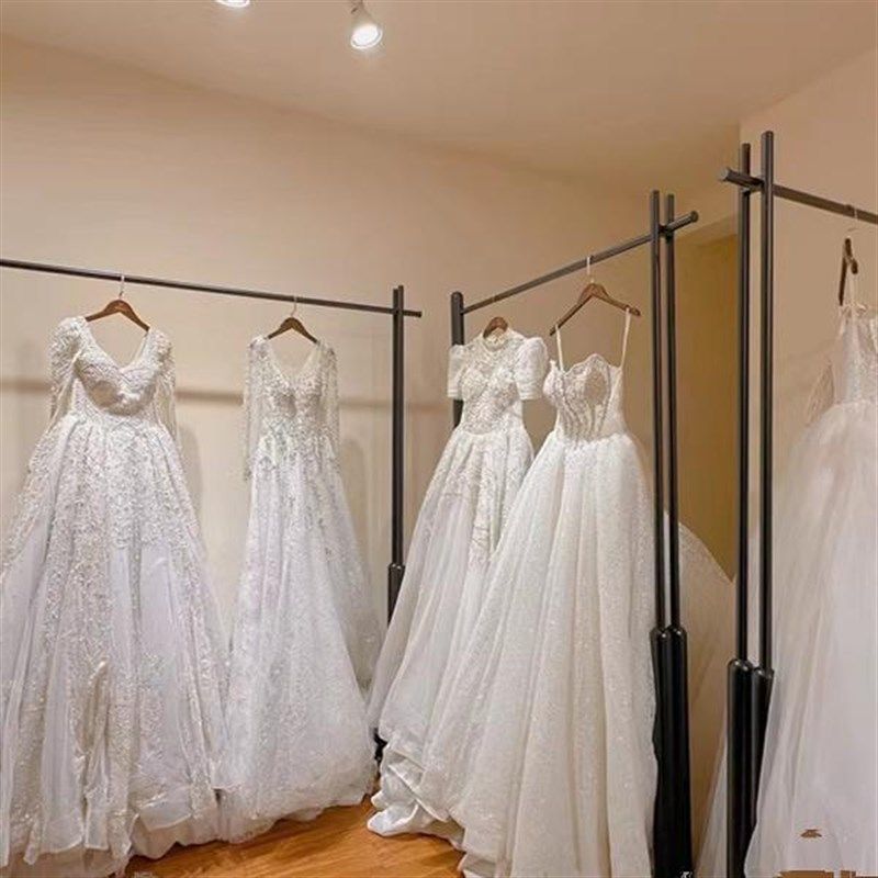 黑色落地婚纱展示架影楼礼服陈列货架秀禾挂衣架中式架子头纱挂杆
