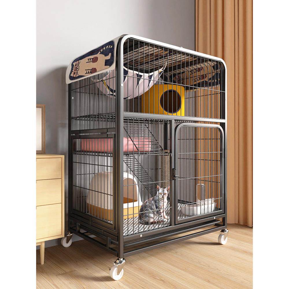 猫子猫别墅家用内超大自由空间带/笼厕所室一猫舍猫体屋猫咪猫窝