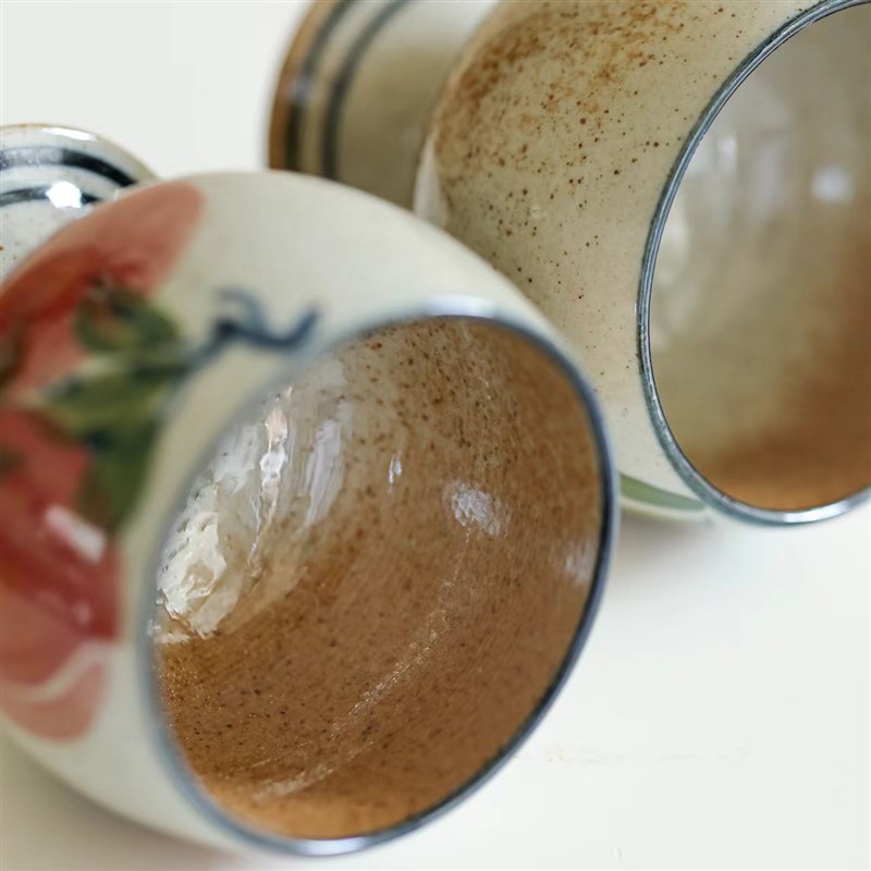 景德镇高温陶瓷釉下彩复古高脚冰激凌杯酸奶杯高足点心碗小菜碟