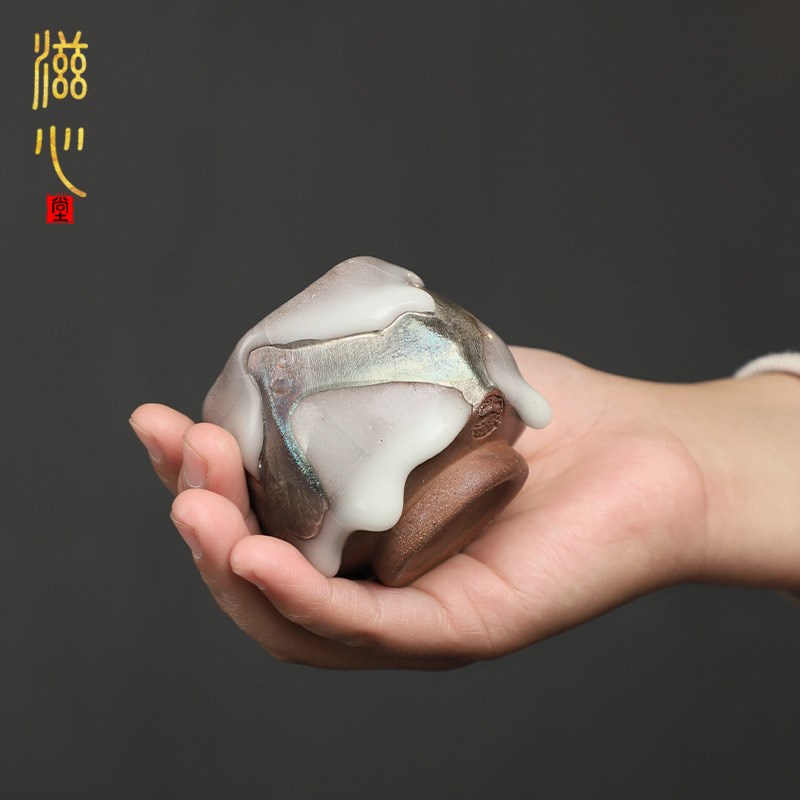 陶瓷志野烧主人杯复古高端单个柴烧粗陶品茗杯品茶杯高端诧寂