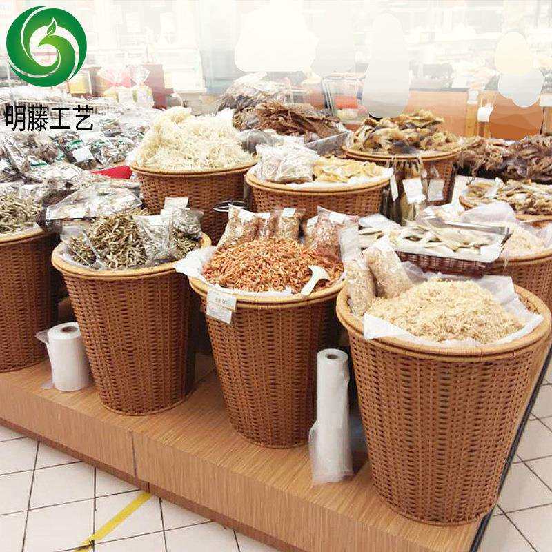 源头厂家加高藤编堆头筐 水果篮 果蔬店超市陈列展示篮 收纳筐