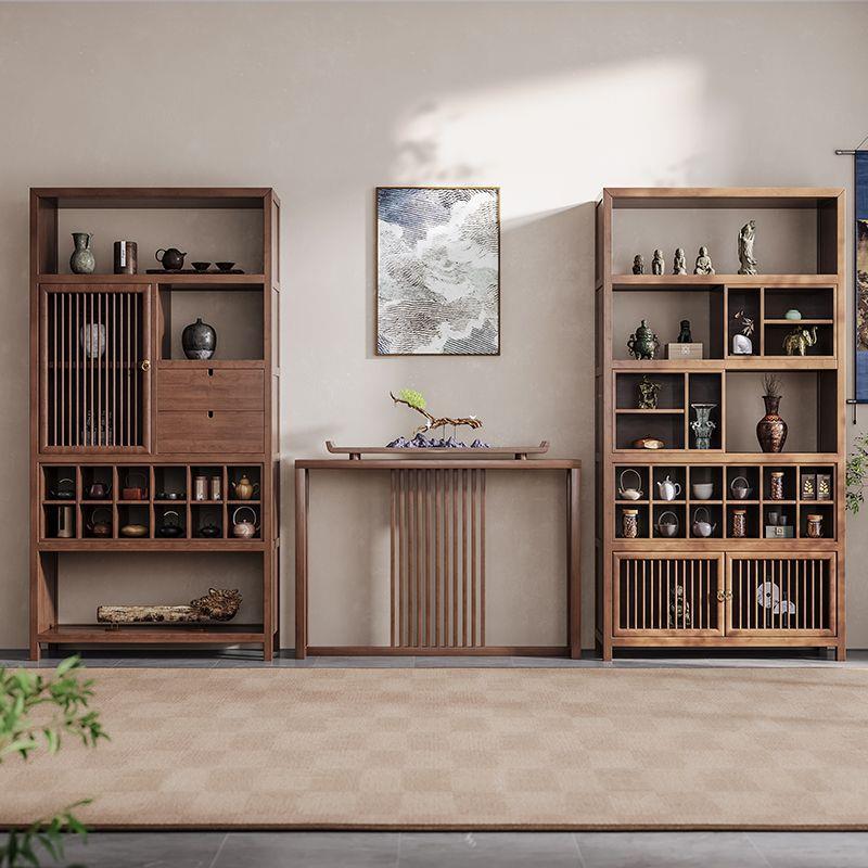 新中式博古架禅意茶桌搭配茶具展示柜办公室家具多宝阁隔断置物架