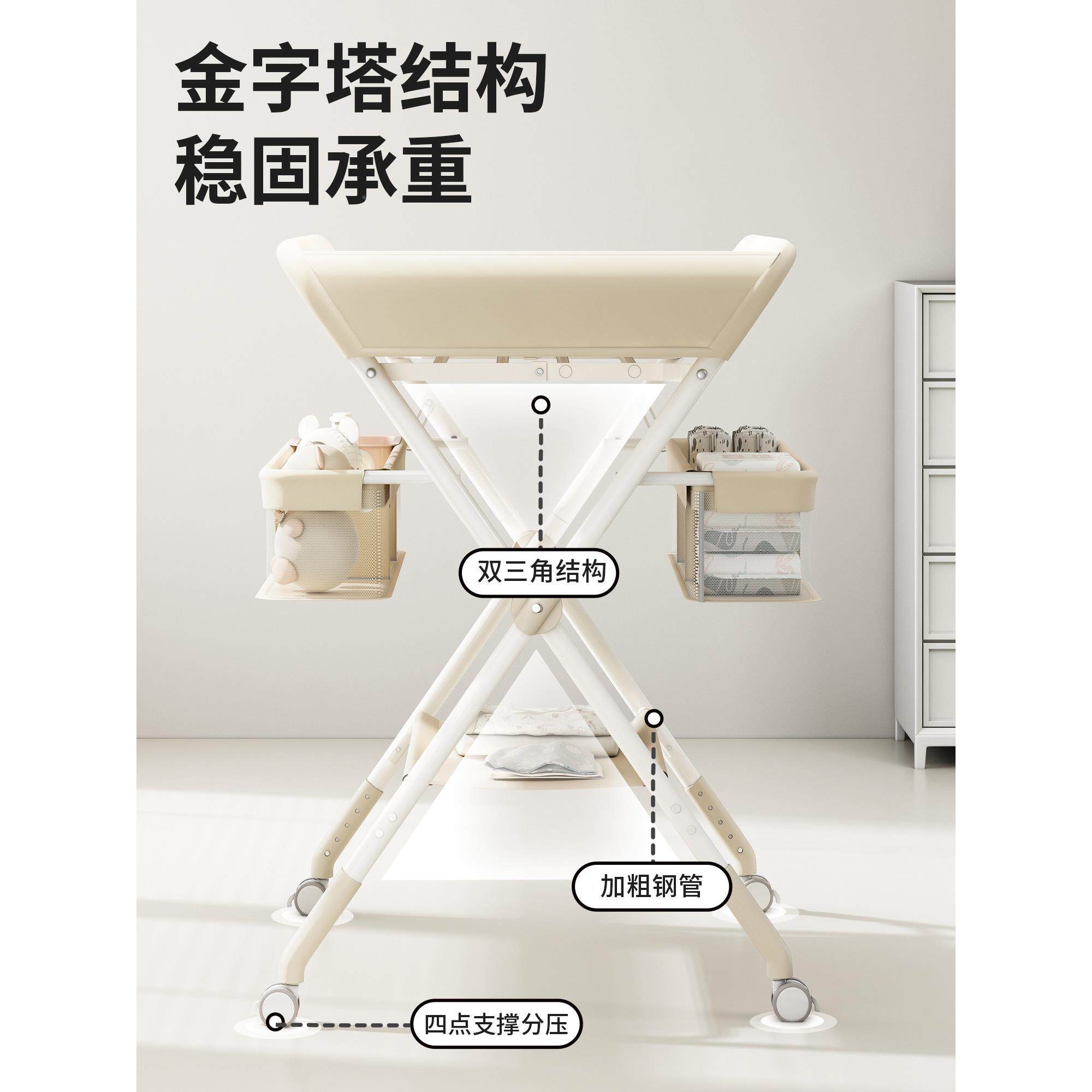 尿955布台婴儿护理台多功能可叠折新生换布抚触洗尿澡儿全包围护