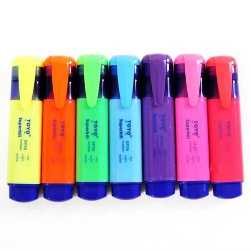 东洋sp25荧光标记笔勾重点 学生办公用大号彩色记号笔七色10支装