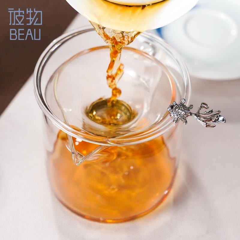 天福茗茶 彼物雅趣茶海 茶具玻璃家用公道杯耐高温透明加厚简约