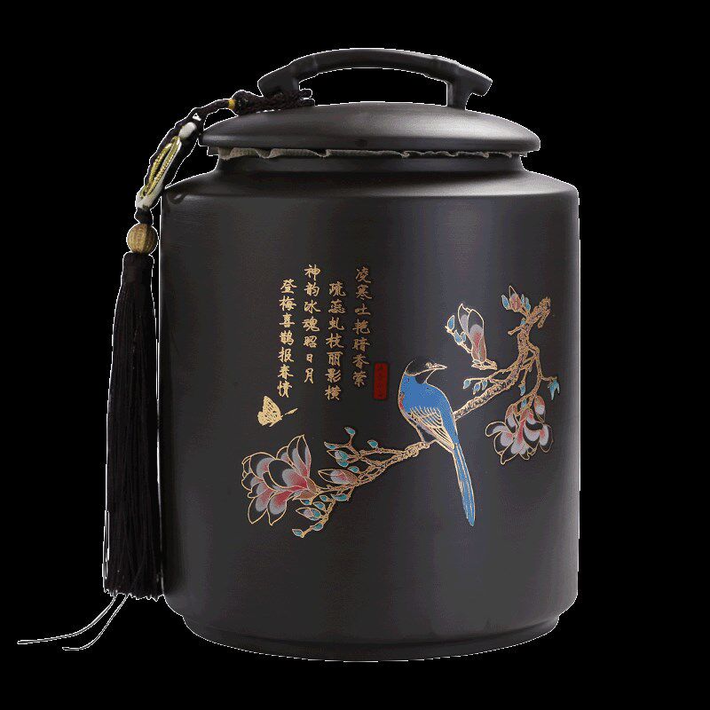 吉祥缘 复古紫砂茶叶罐加大号中式密封陶瓷罐新款家用防潮罐摆件
