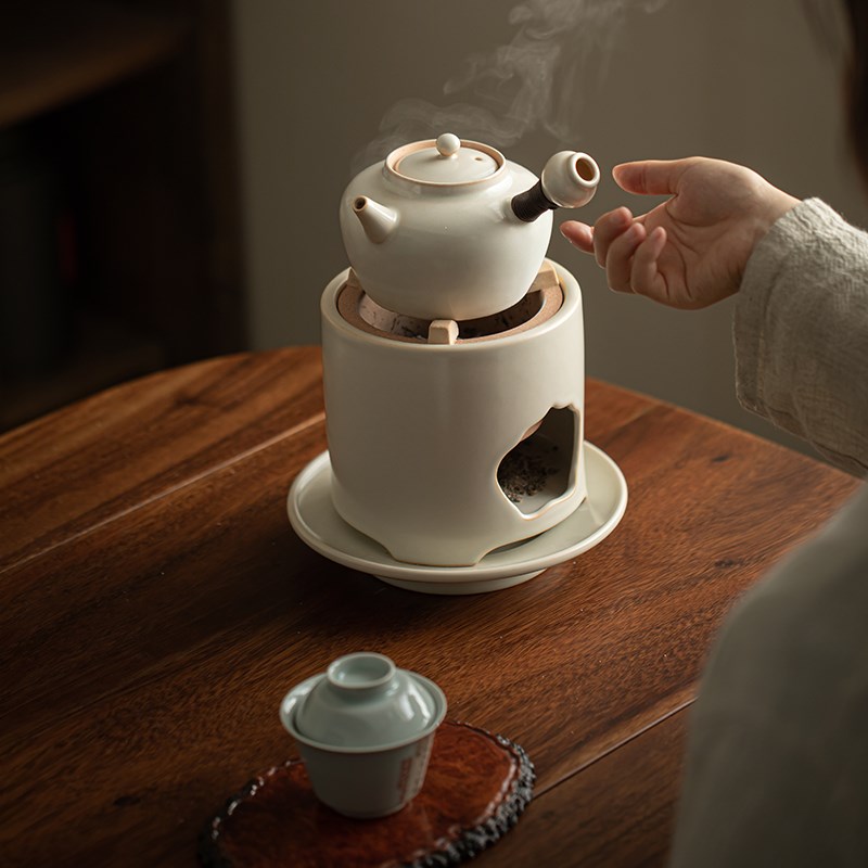 炭炉煮茶炉苏打釉煮茶壶烧水壶套装侧把壶暧茶温茶炉家用围炉煮茶