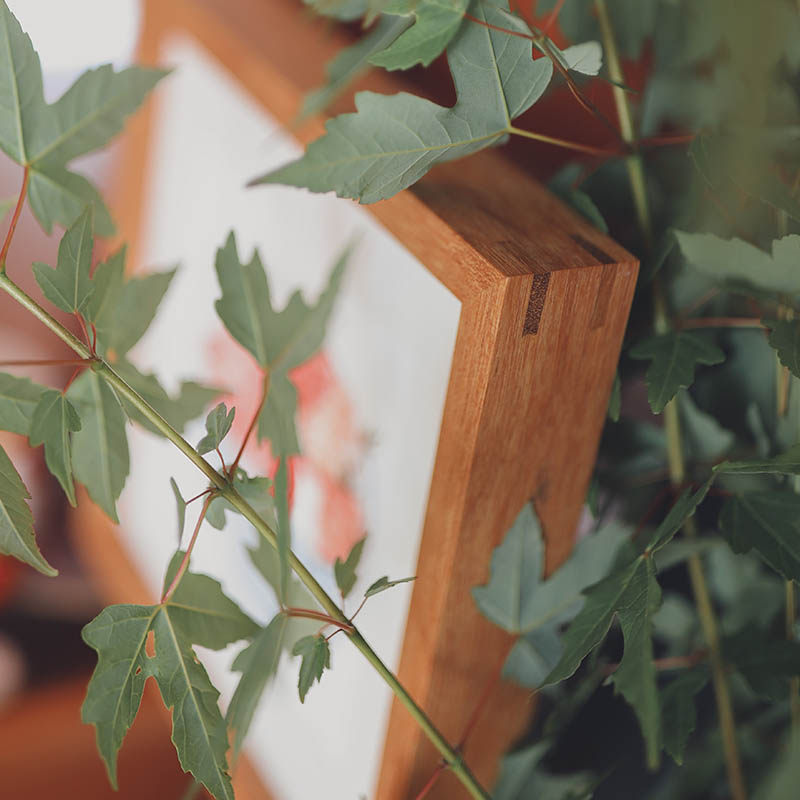 草莓日式装饰画植物挂画简约客厅壁画柚木实木相框摆件精致小画