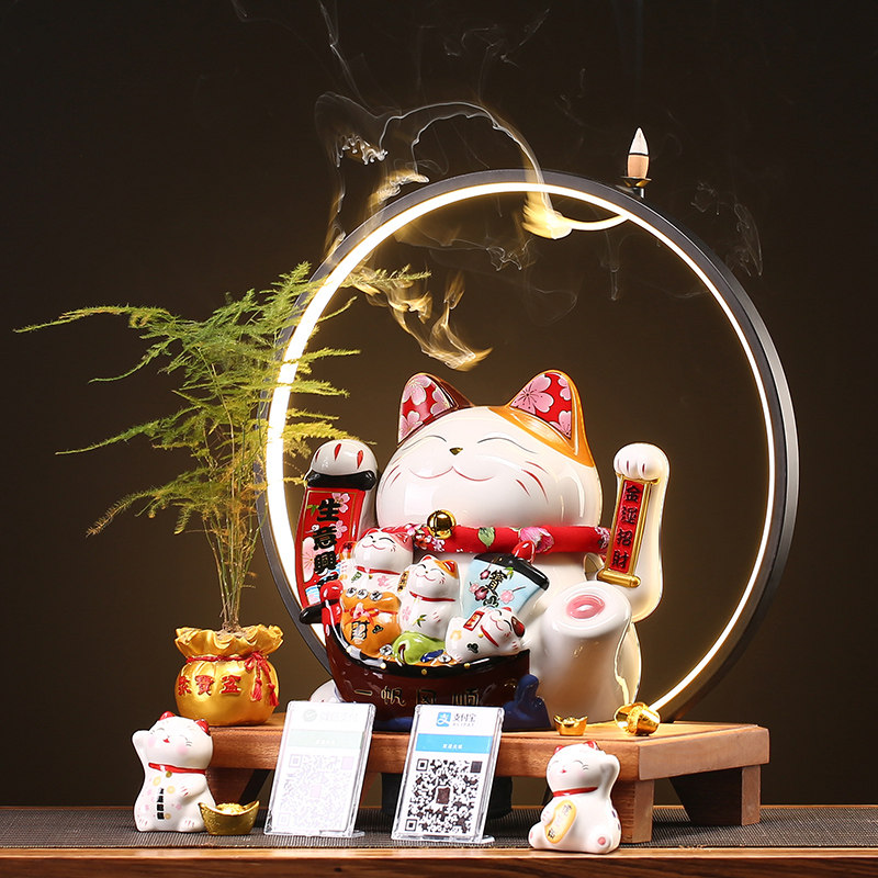 特大号招手招财猫摆件创意店铺开业礼品收银台酒店自动摇手发财猫